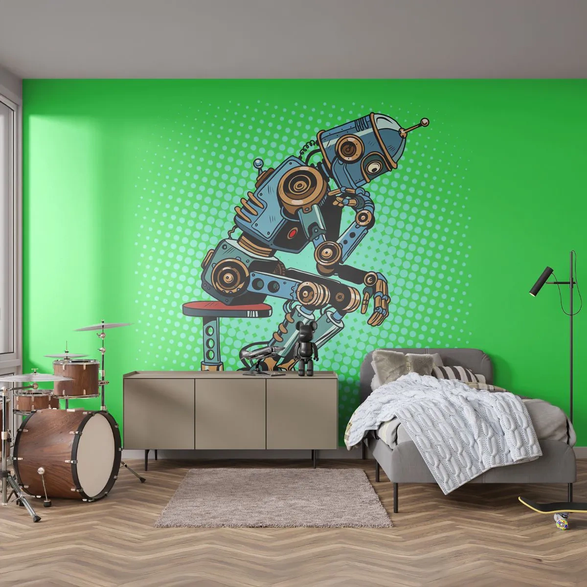 Fototapeta Samolepicí Deluxe Sticker - Nad podstatou bytí - Abstrakce, Inteligentní robot, Pro děti - 150x105 cm