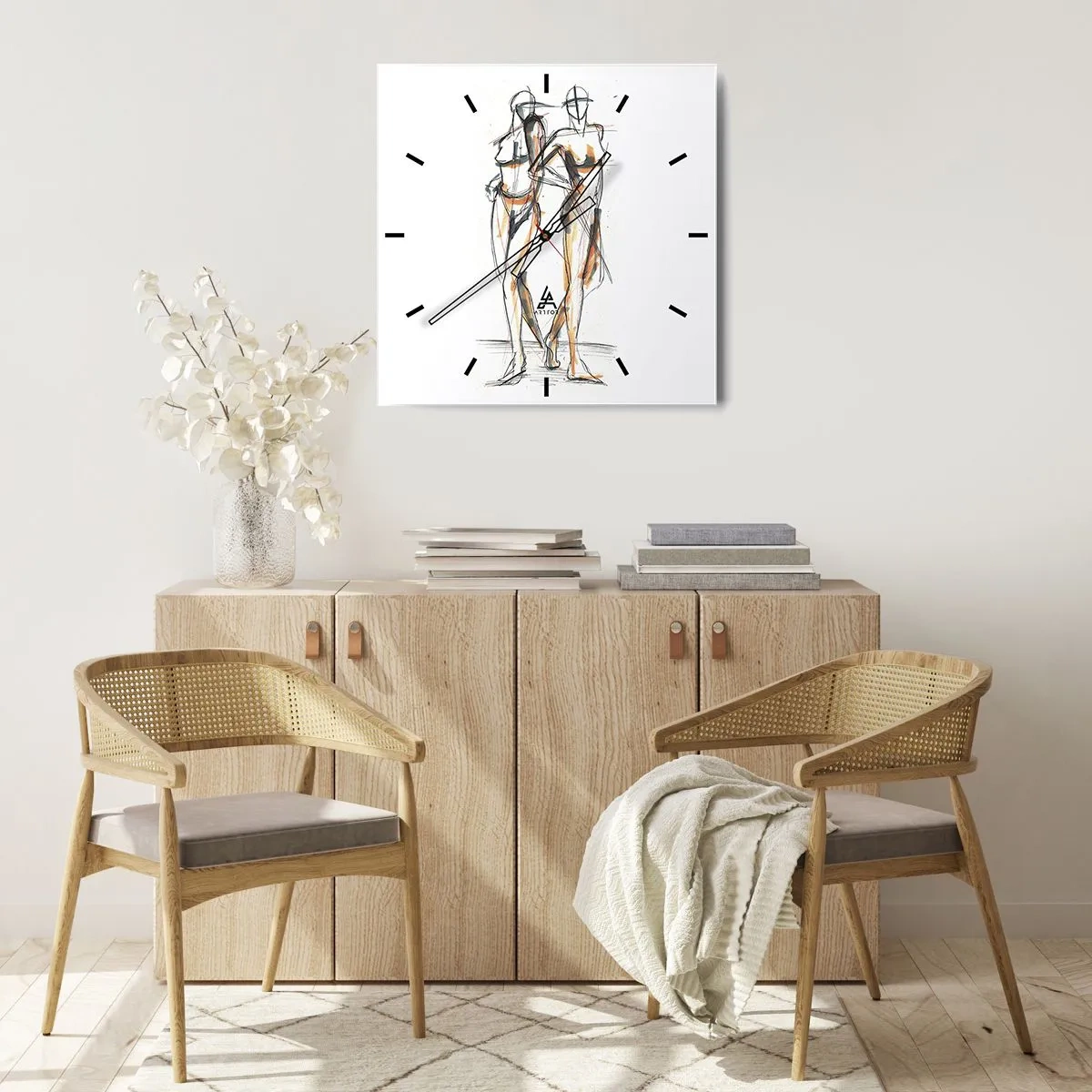 Nástěnné hodiny - Studie šarmu - 40x40 cm