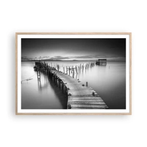 Plakát v rámu světlý dub - Klid zapomenutého břehu - 100x70 cm