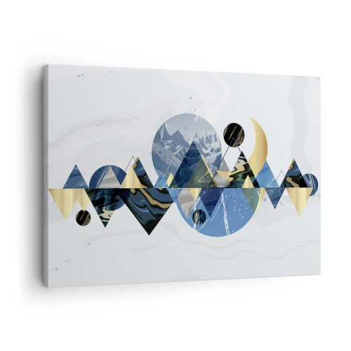 Obraz na plátně - Abstraktní geometrické vzory s horskými motivy - 70x50cm - Geometrická krajina - Moderní nástěnná dekorace do obývacího pokoje a ložnice ARTTOR