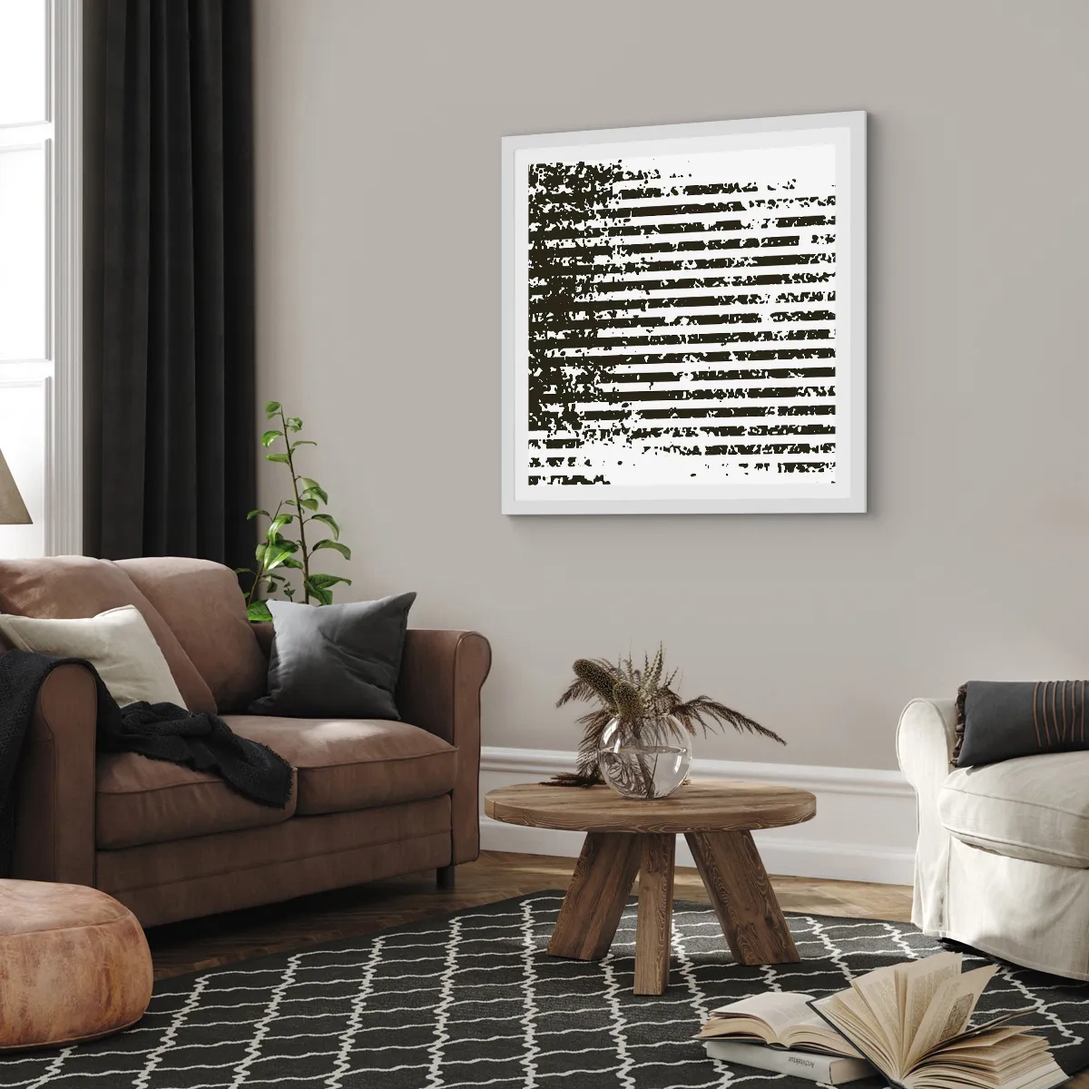 Plakát v bílém rámu - Rytmus a šum - 50x50 cm