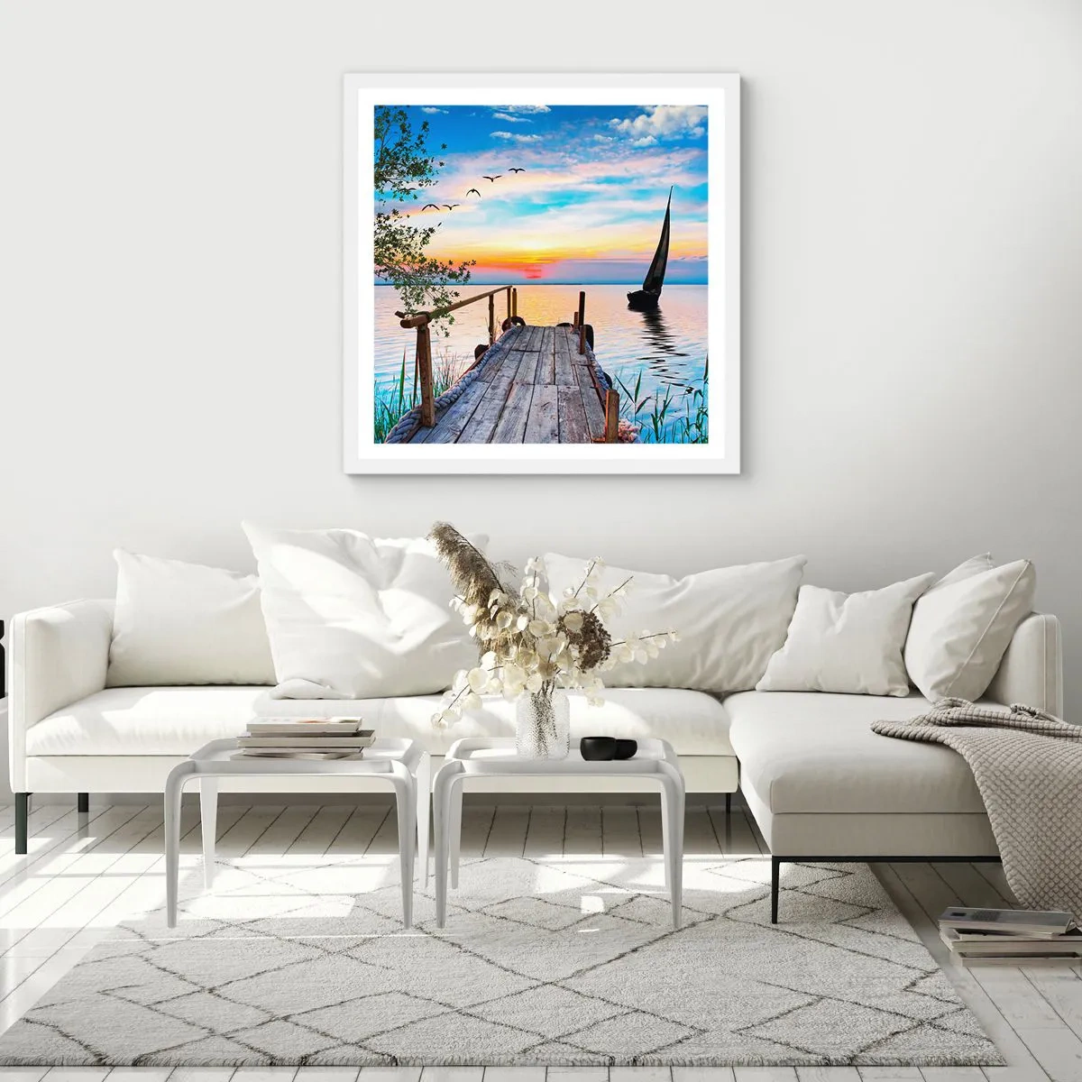 Plakát v bílém rámu - Dobrý večer - 60x60 cm