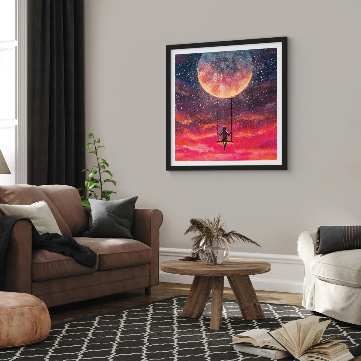 Plakát v černém rámu - Stavět si vzdušné zámky - 40x40 cm