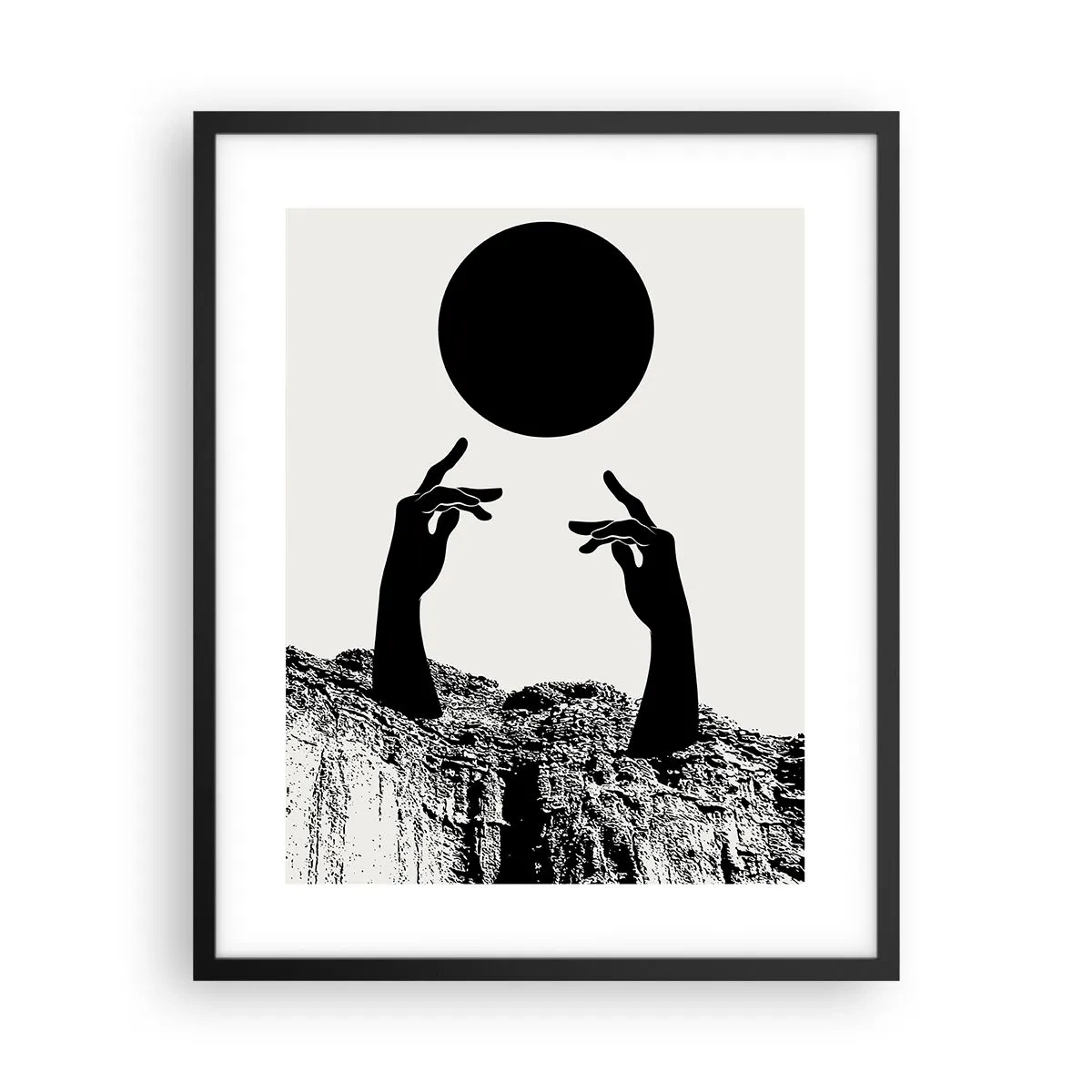Plakát v černém rámu - Surrealistická kompozice: slunce a zbytek - 40x50 cm