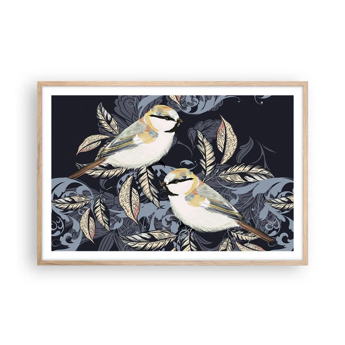 Plakát v rámu světlý dub - Žlutomodrá píseň - 91x61 cm