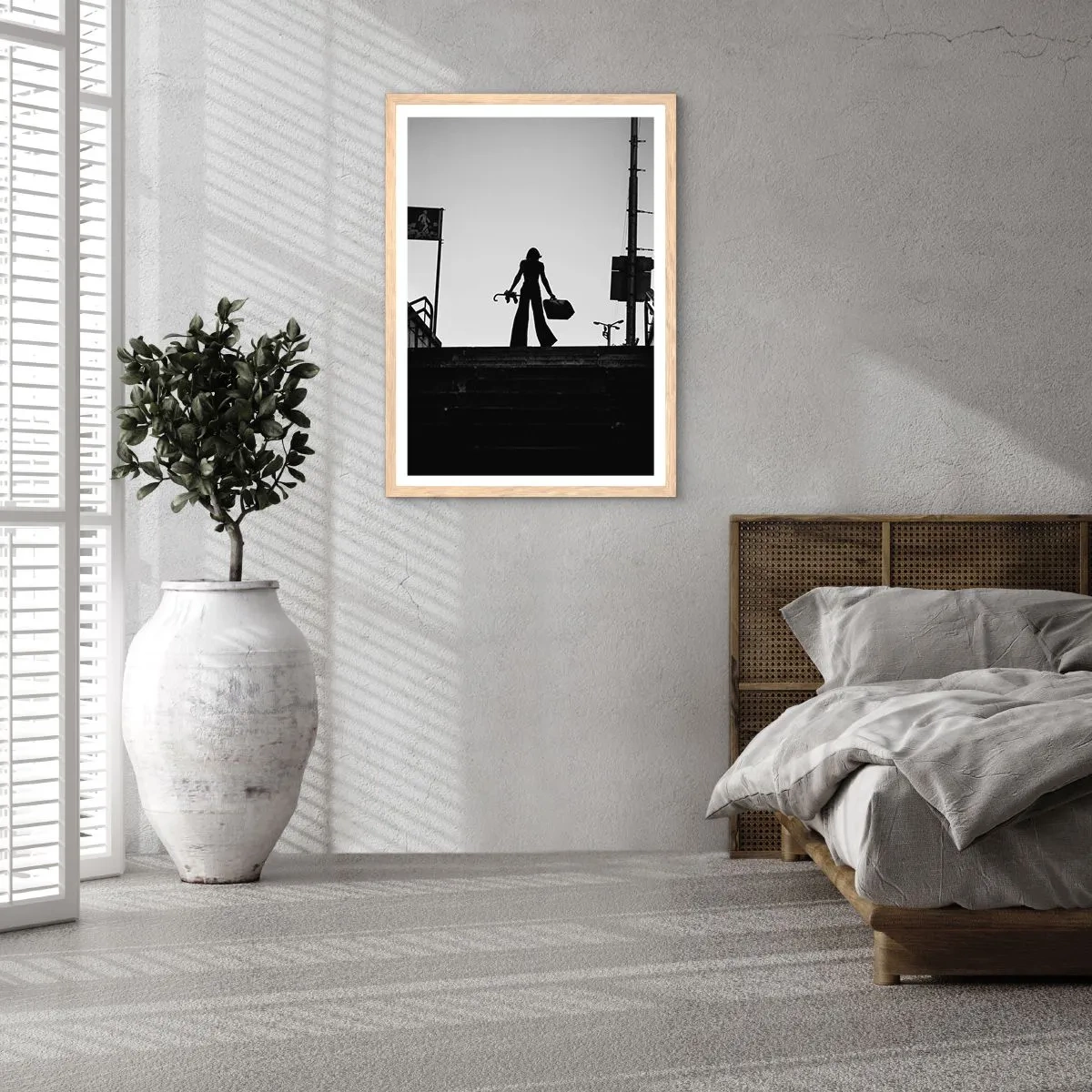 Plakát v rámu světlý dub - Městská cesta - 30x40 cm