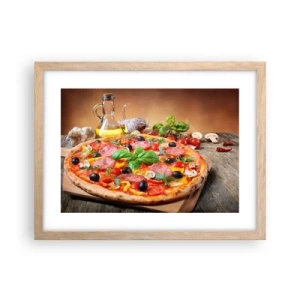 Plakát v rámu světlý dub - Se skutečně italskou chutí - 40x30 cm