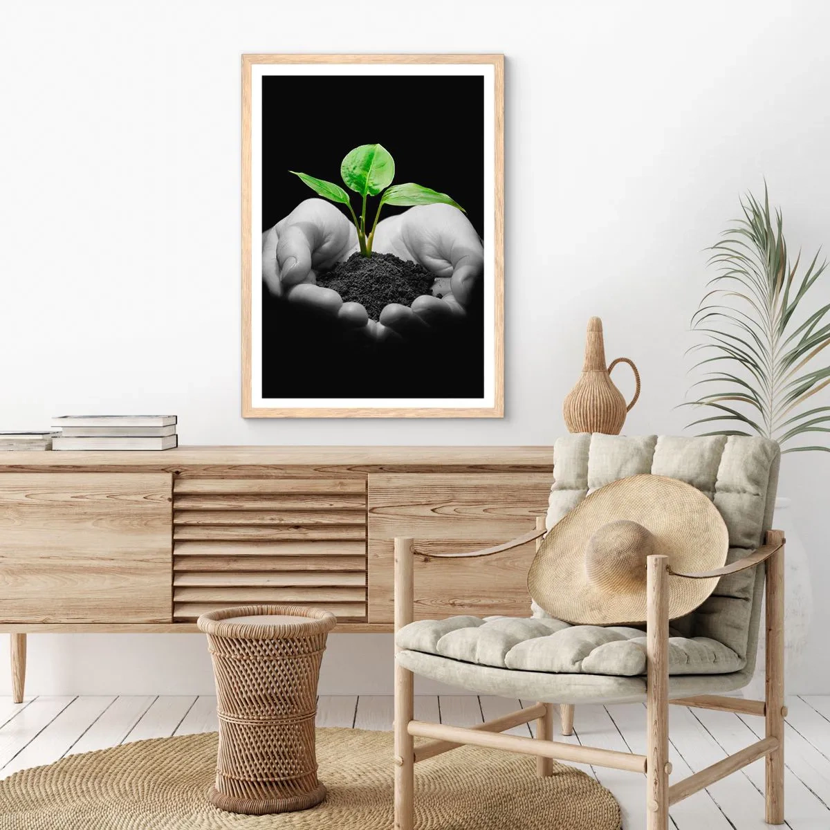 Plakát v rámu světlý dub - Miluji přírodu, chráním ji - 40x50 cm