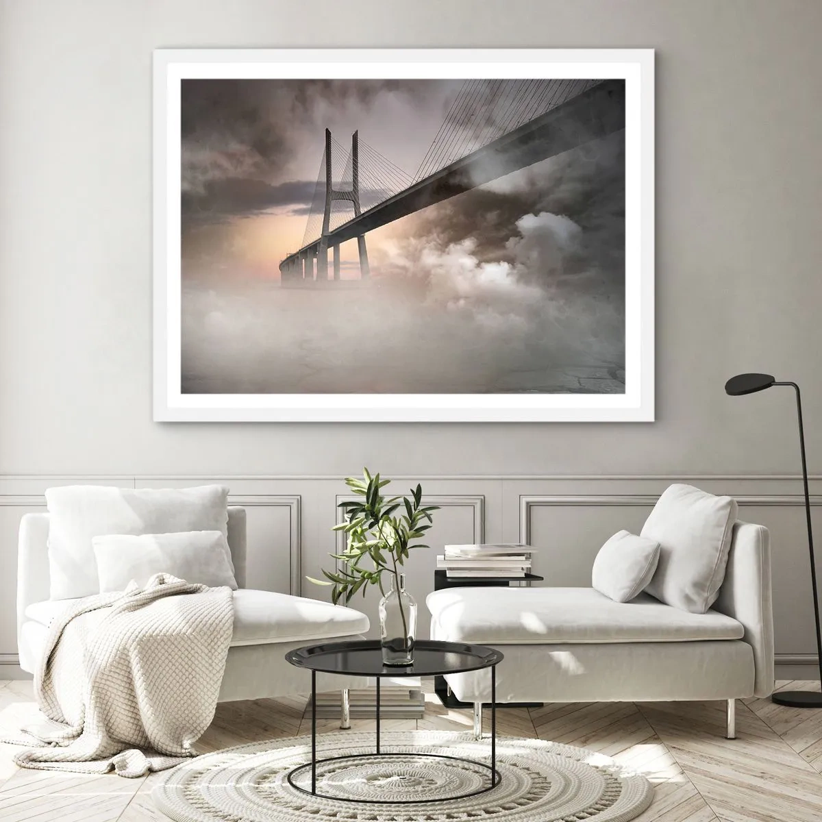 Plakát v bílém rámu - U řeky, která není - 91x61 cm