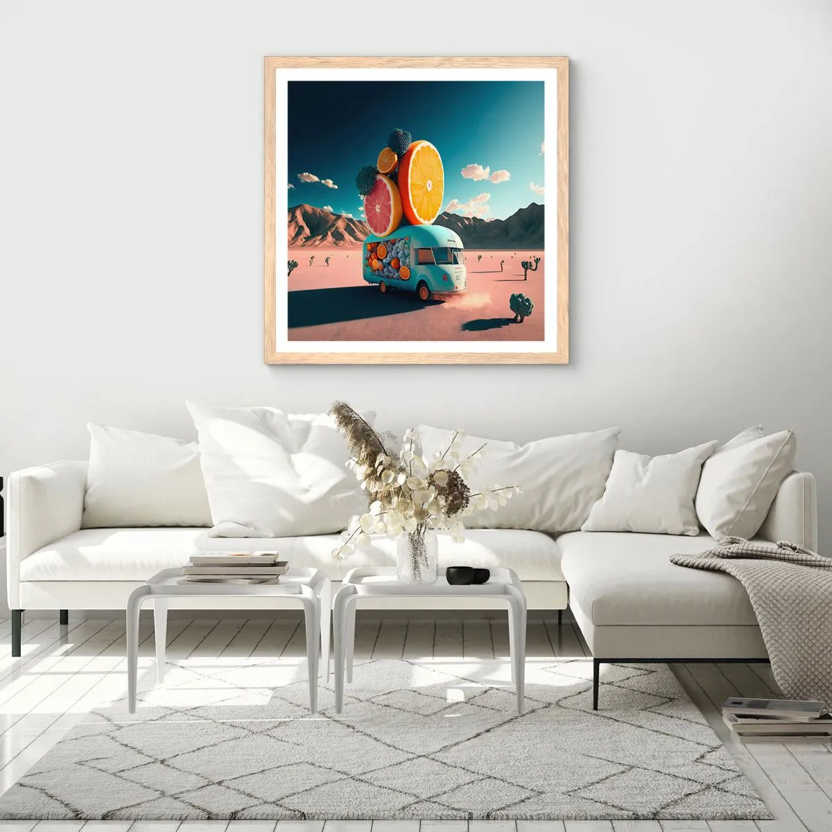 Plakát v rámu světlý dub - Chuť prázdnin - 40x40 cm