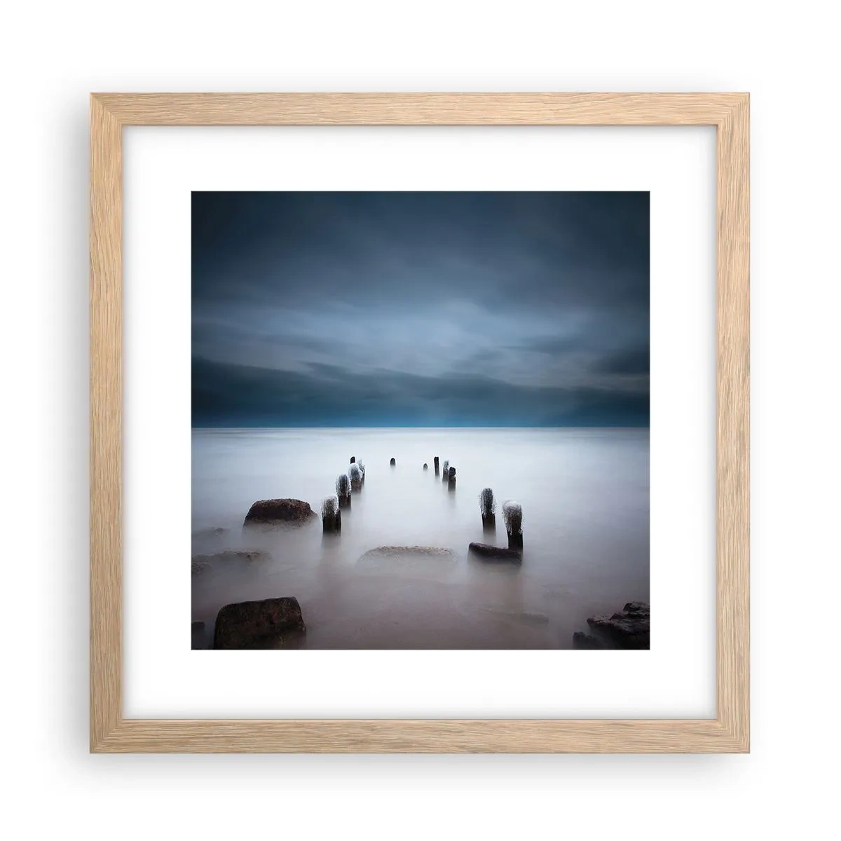 Plakát v rámu světlý dub - Zamyšlené jezero - 30x30 cm