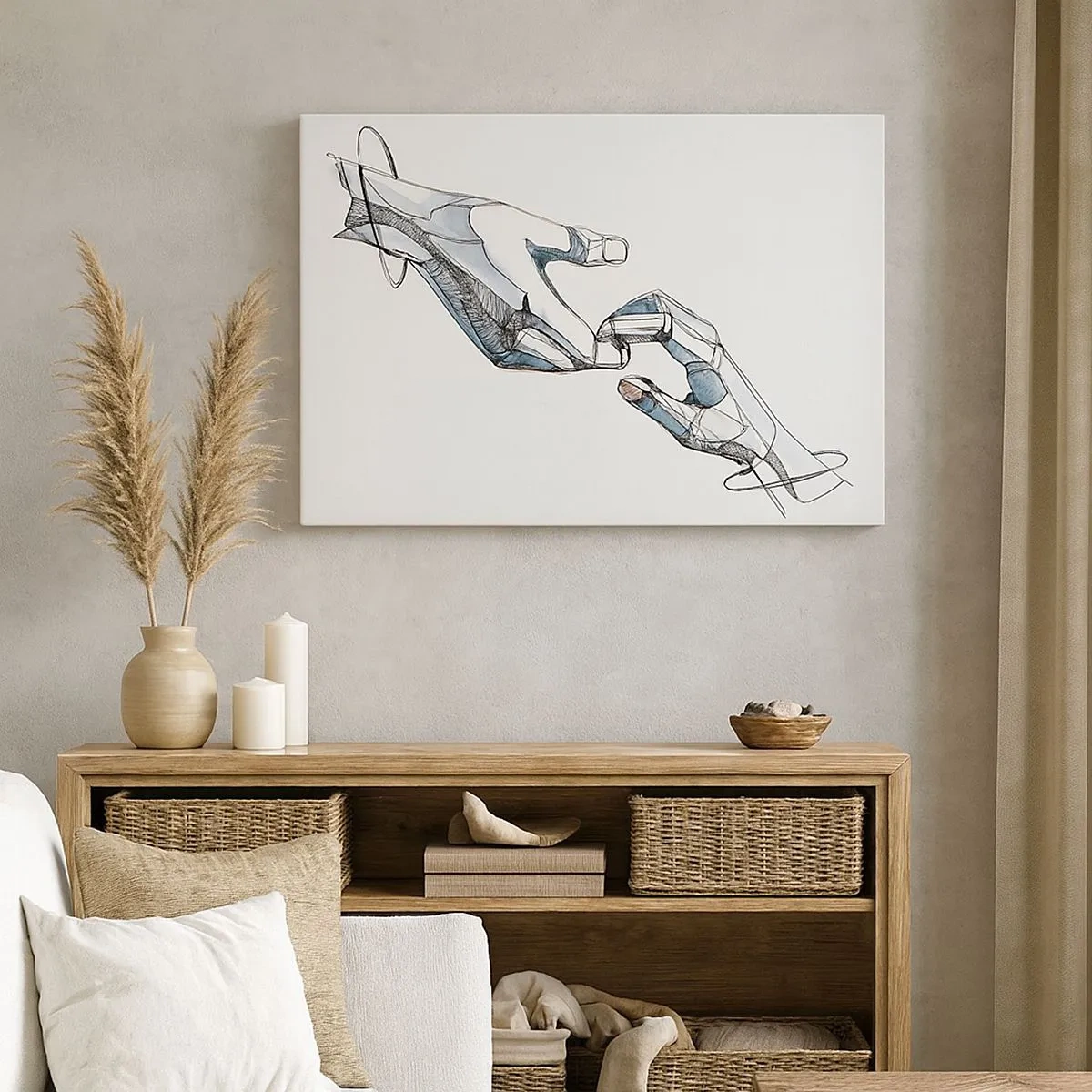 Obraz na plátně - Umělecké znázornění ruky v minimalistické a geometrické formě - 70x50cm - Dobré gesto - Moderní nástěnná dekorace do obývacího pokoje a ložnice ARTTOR