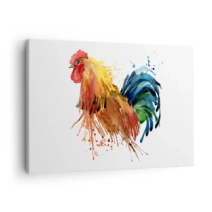 Obraz na plátně - Barevný kohout ve stylu akvarelu - 70x50cm - Královský šat, královská pýcha - Moderní nástěnná dekorace do obývacího pokoje a ložnice ARTTOR