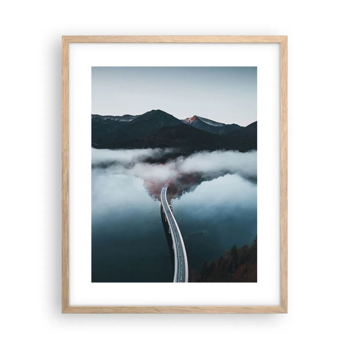 Plakát v rámu světlý dub - U vody hladké jako zrcadlo - 40x50 cm