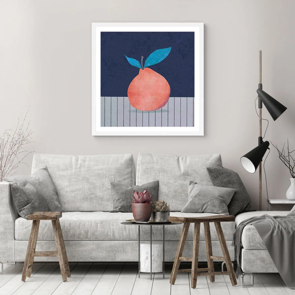 Plakát v bílém rámu - Konvexita a rovina - 40x40 cm