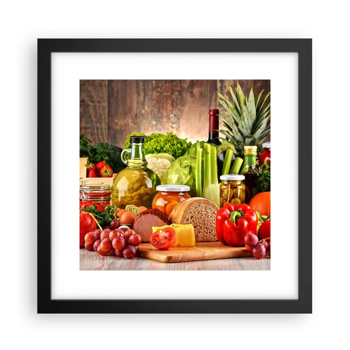 Plakát v černém rámu - Uzené, pečené, marinované - 30x30 cm