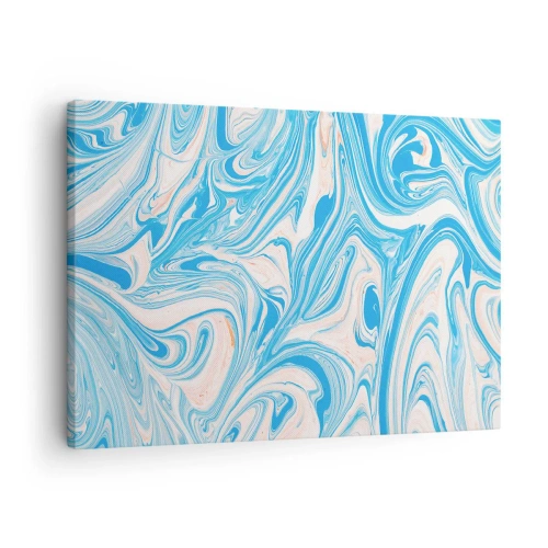 Obraz na plátně - Abstraktní modré a bílé mramorové víry - 70x50cm - Cákance v tyrkysu - Moderní nástěnná dekorace do obývacího pokoje a ložnice ARTTOR