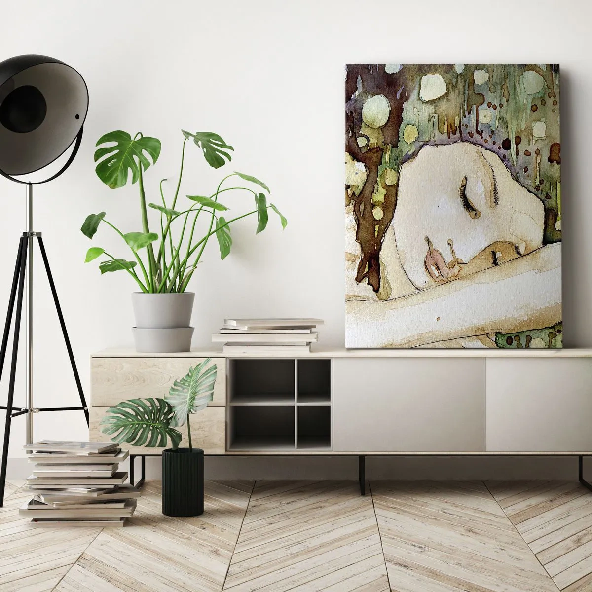 Obraz na plátně - Smaragdově-fialový sen - 45x80 cm