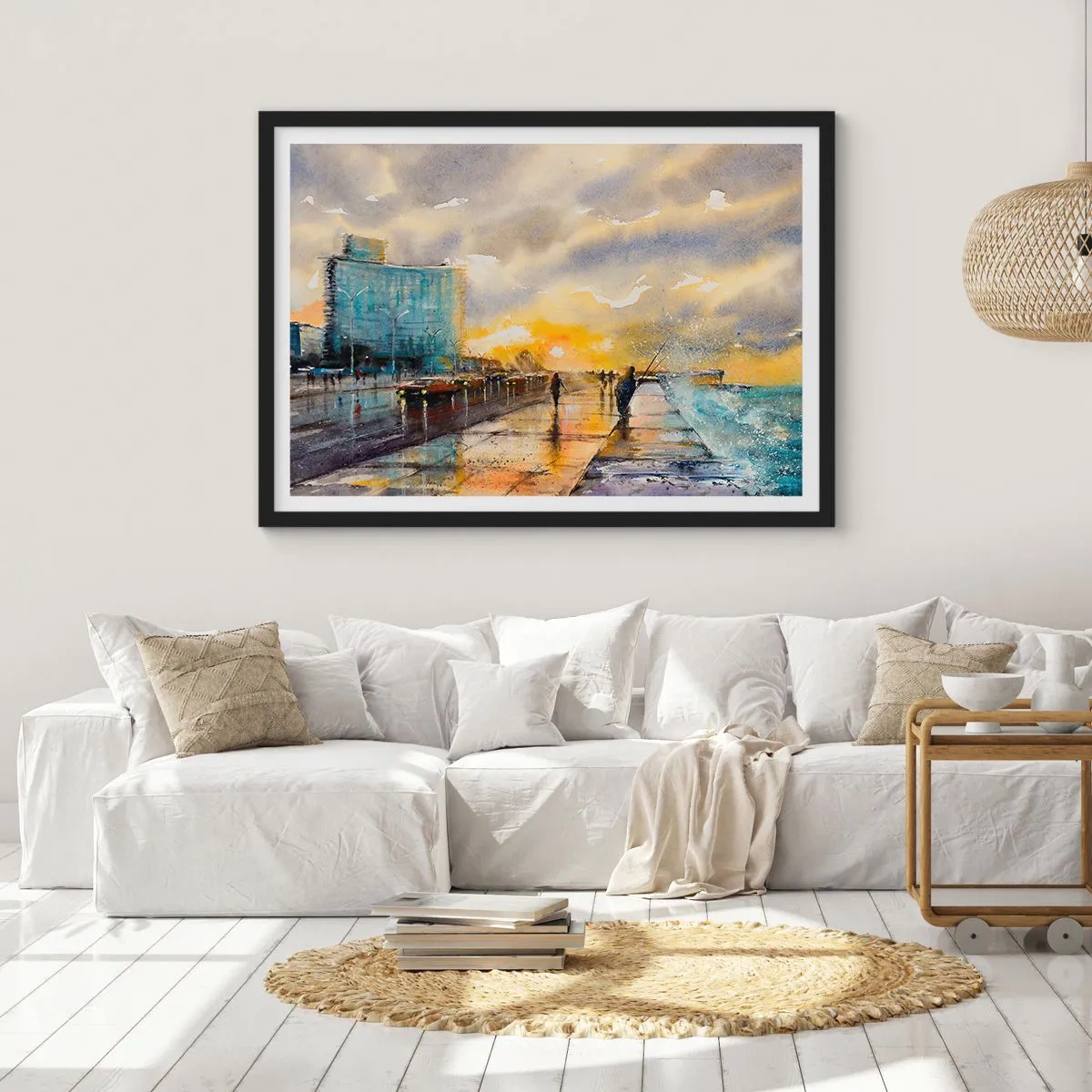 Plakát v černém rámu - Život na pobřeží - 100x70 cm