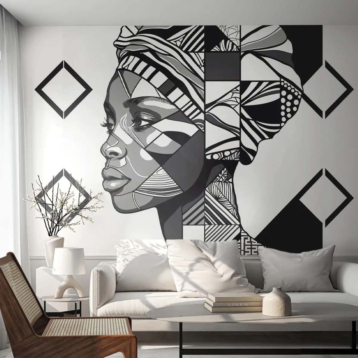 Fototapeta Premium Sand - Etnický portrét - Portrét, Afro-Američan, Turban - 100x70 cm