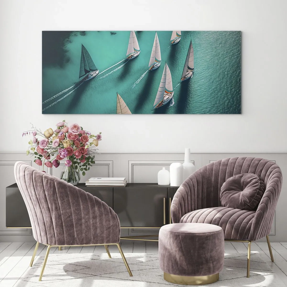 Obraz na skle - Zápasení s větrem - 100x40 cm