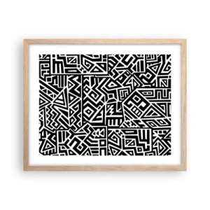 Plakát v rámu světlý dub - Předkolumbovská kompozice - 50x40 cm