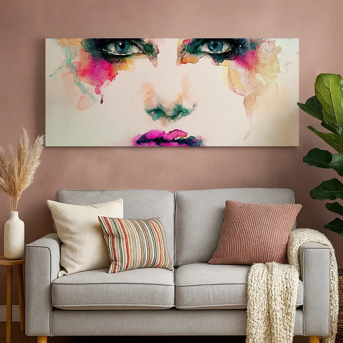 Obraz na plátně - Portrét malovaný duhou - 30x30 cm