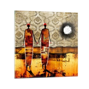 Obraz na skle - Etnická kompozice v barvách Afriky - 50x50 cm