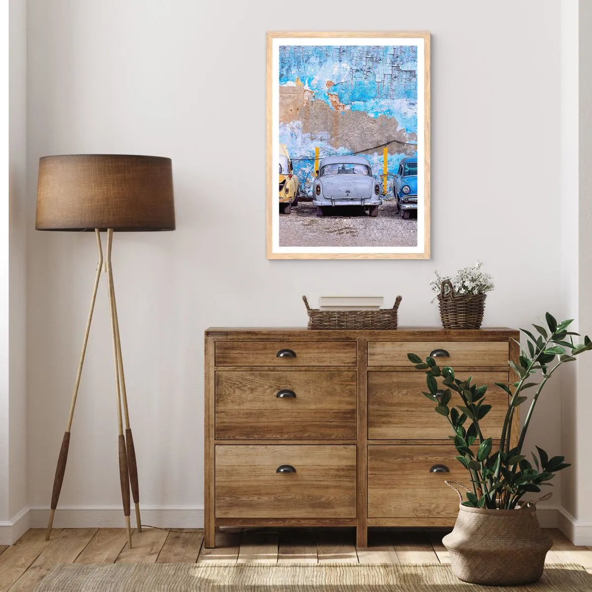 Plakát v rámu světlý dub - Setkání veteránů - 50x70 cm