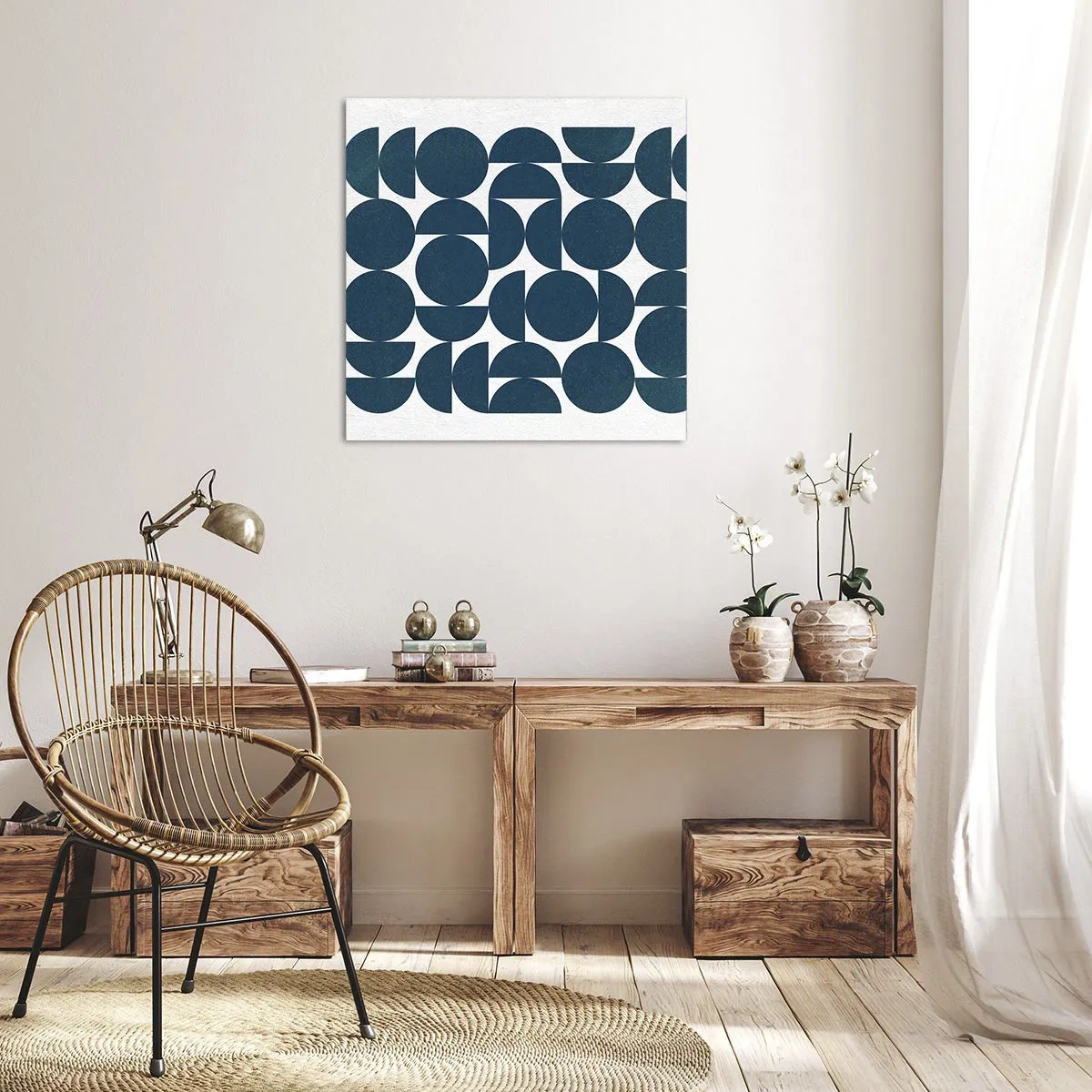 Obraz na plátně - Kruhy a půlkruhy - 60x60 cm