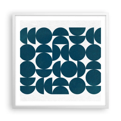 Plakát v bílém rámu - Kruhy a půlkruhy - 60x60 cm