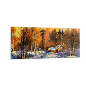 Obraz na skle - Zimní imprese v slunci - 100x40 cm
