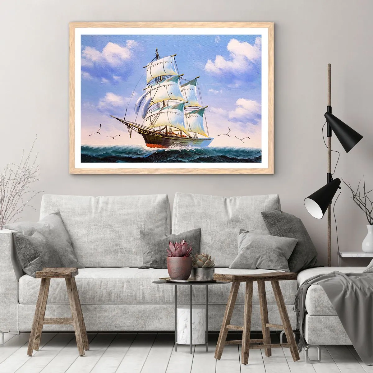 Plakát v rámu světlý dub - Hrdě s větrem - 70x50 cm