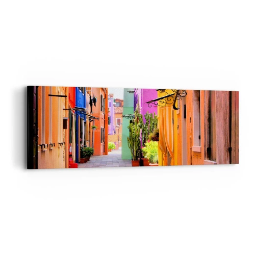 Obraz na plátně - Duhová ulička - 90x30 cm