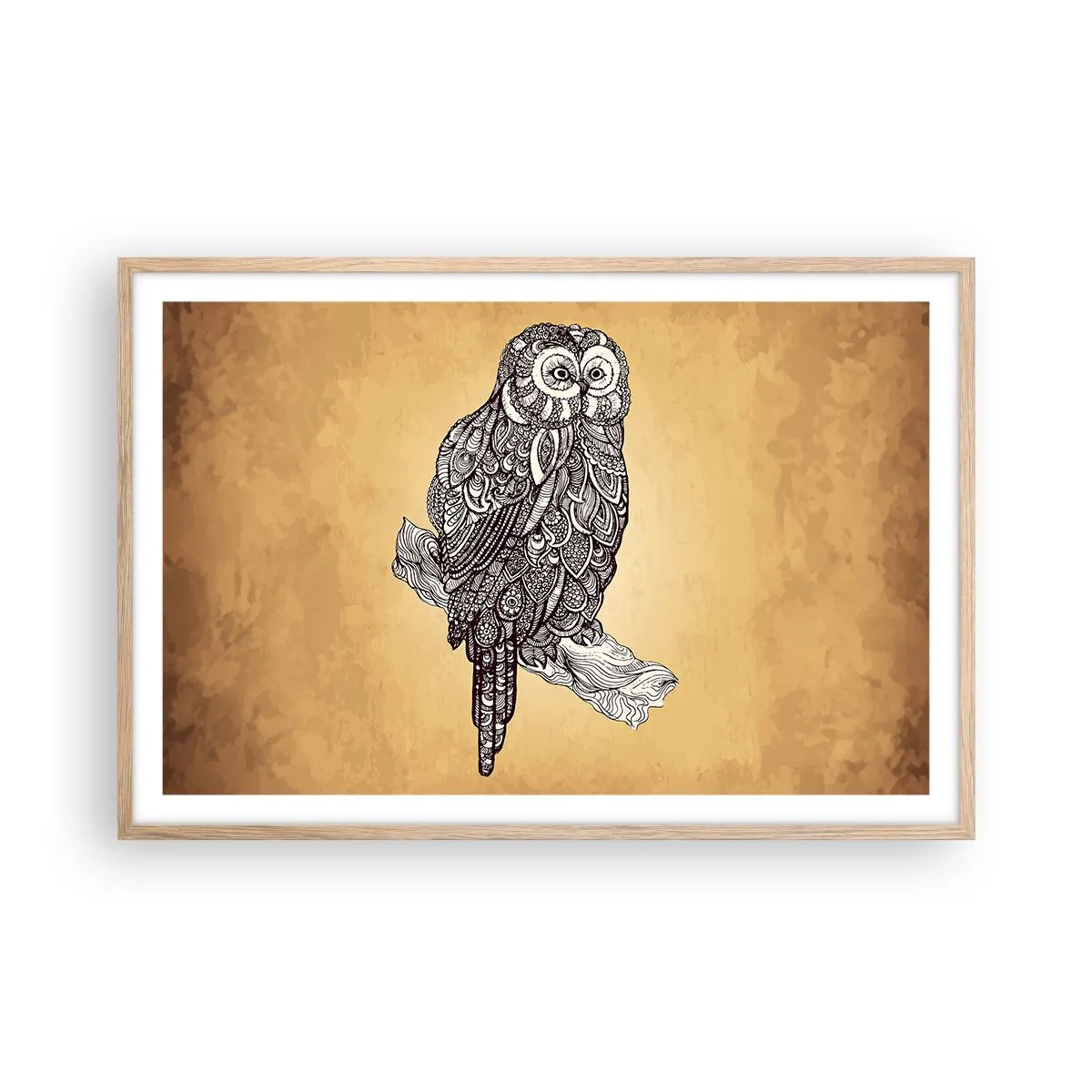 Plakát v rámu světlý dub - Mistrovské ornamenty moudrosti - 91x61 cm