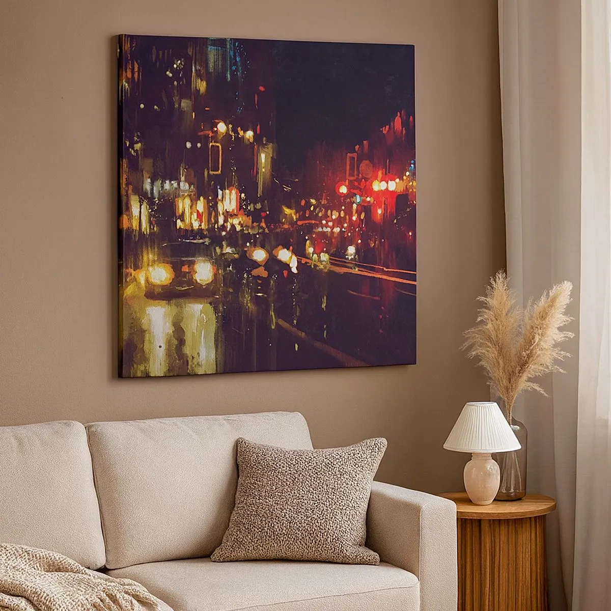 Obraz na plátně - Ponořená do světel noci - 30x30 cm