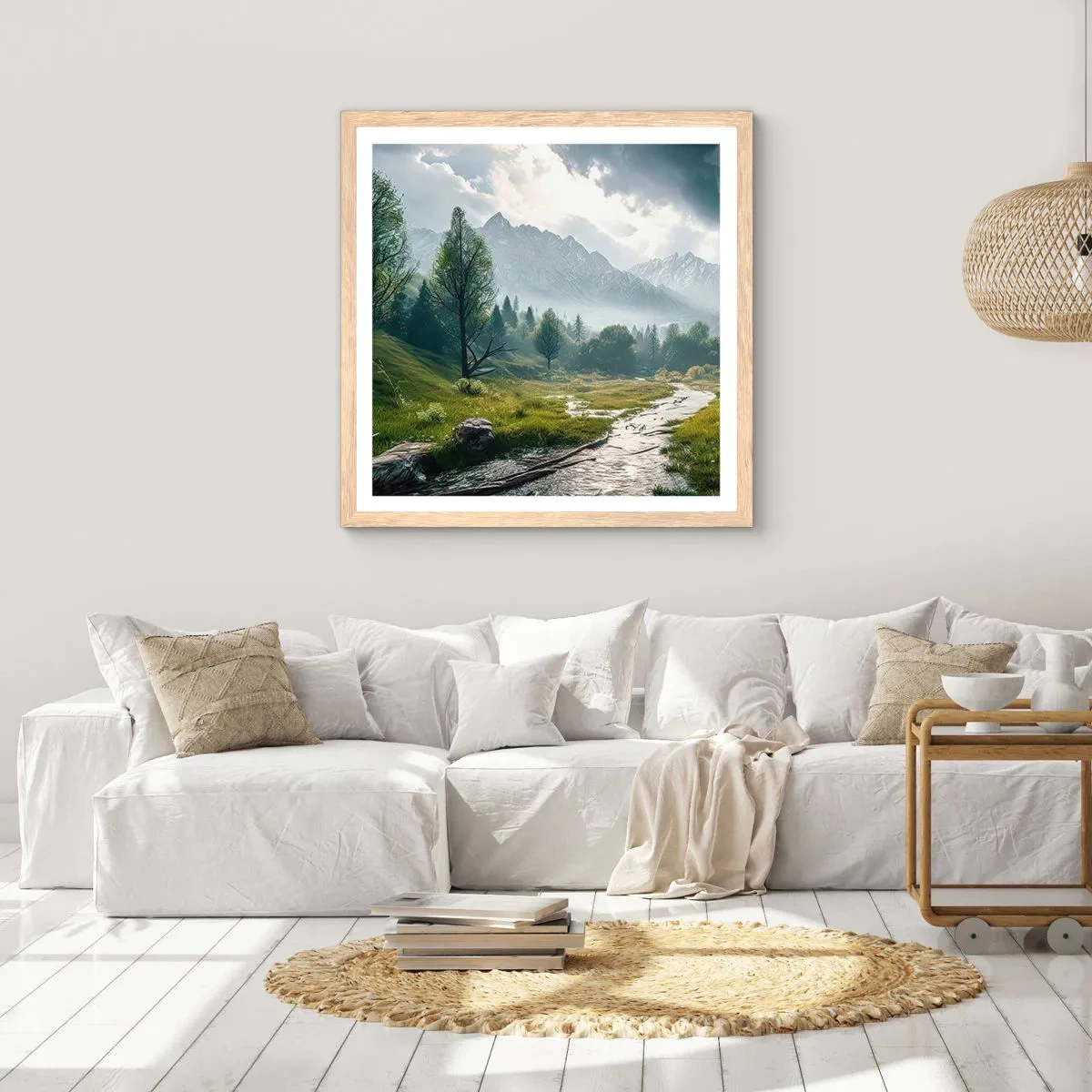 Plakát v rámu světlý dub - Tam a zpět - 40x40 cm