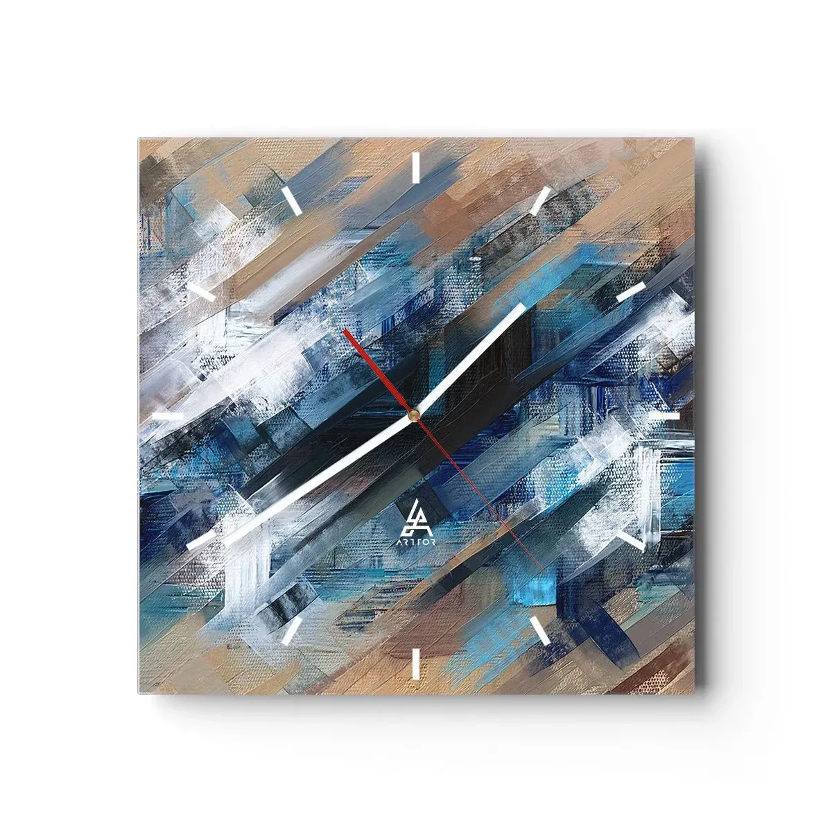 Nástěnné hodiny - Na modrém úkosu - 30x30 cm