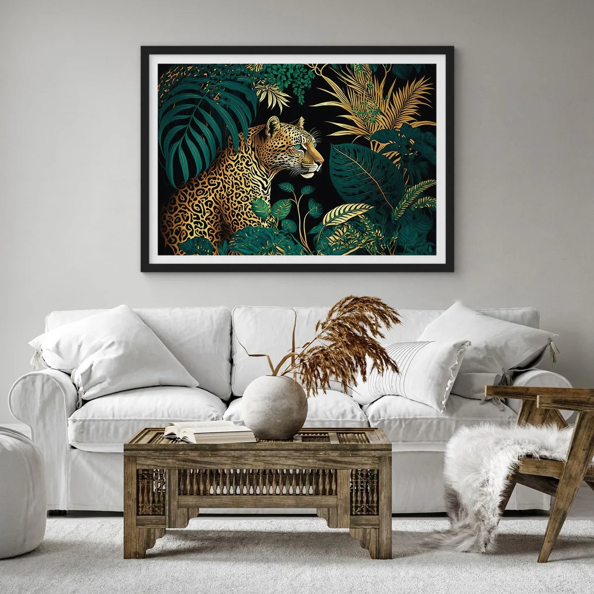 Plakát v černém rámu - Domácí v džungli - 70x50 cm