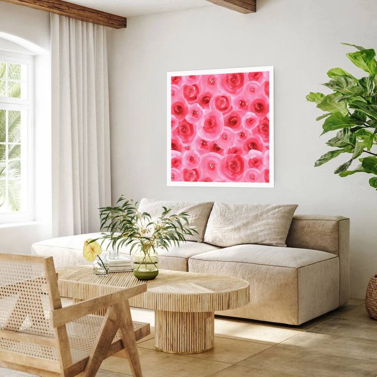 Plakát - Růže dole i nahoře - 50x50 cm
