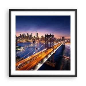 Plakát v černém rámu - Zářící most do srdce města - 50x50 cm