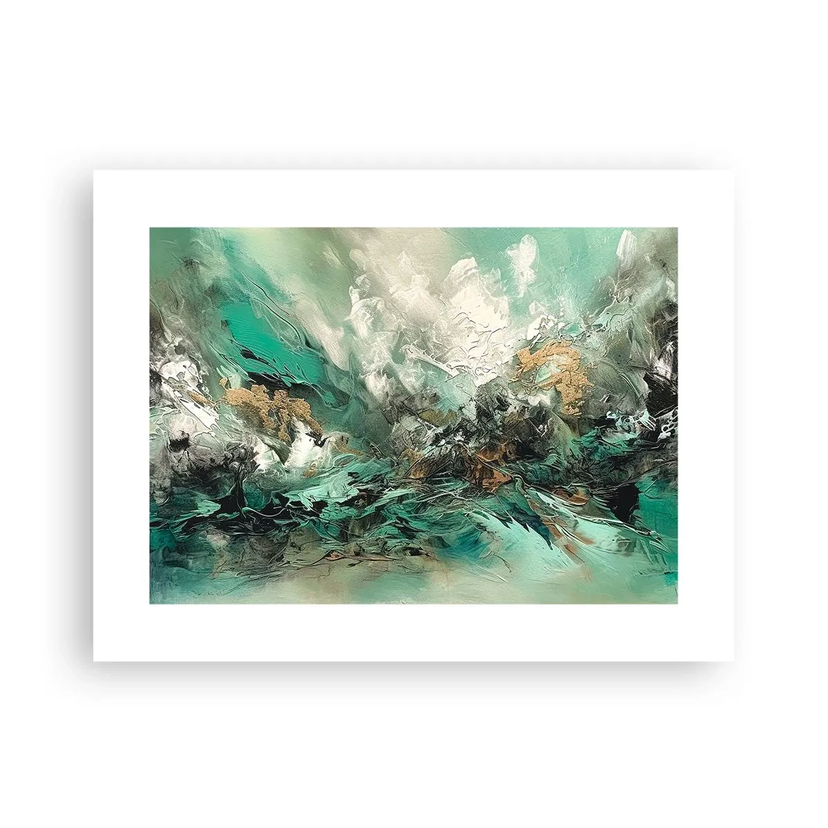 Plakát - Smaragdově černé vlnobití - 40x30 cm