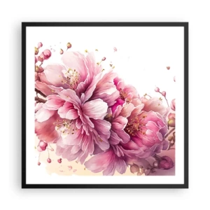 Plakát v černém rámu - Květ kvetoucí třešně - 60x60 cm