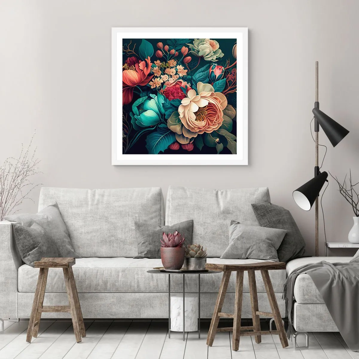 Plakát v bílém rámu - Půvab 19. století - 30x30 cm