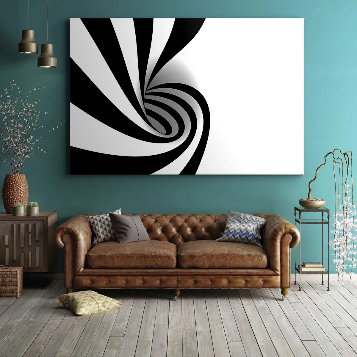 Obraz na plátně - Abstraktní černobílý optický vír - 70x50cm - A přece se točí - Moderní nástěnná dekorace do obývacího pokoje a ložnice ARTTOR
