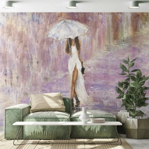 Fototapeta Samolepicí Deluxe Sticker - V liliovém dešti - Žena, Móda, Procházka v dešti - 250x175 cm
