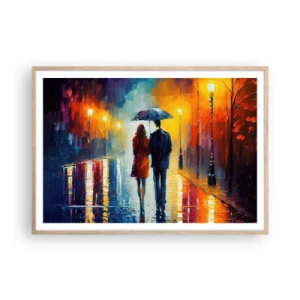 Plakát v rámu světlý dub - Spolu – barevná noc - 100x70 cm