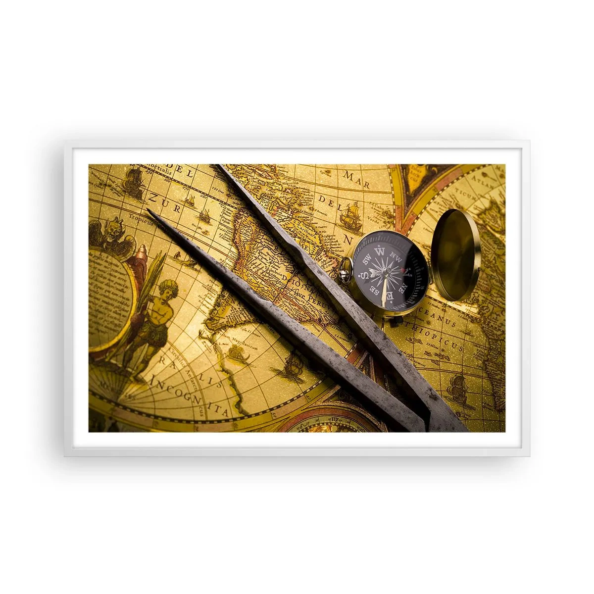 Plakát v bílém rámu - Kde jsou ty poklady? - 91x61 cm