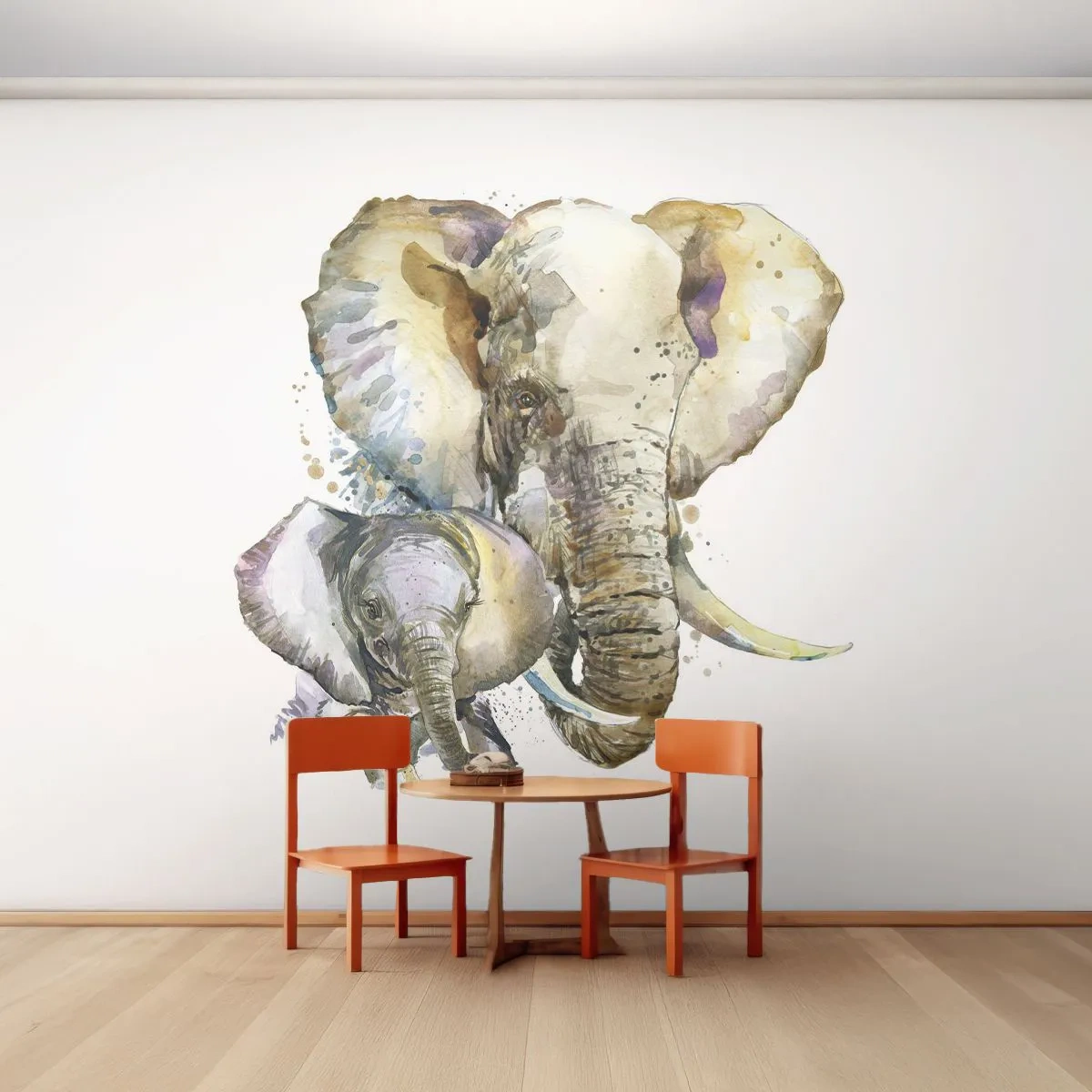 Fototapeta Premium Canvas - Nejlépe je u mámy - Zvířata, Slon, Grafika - 250x175 cm