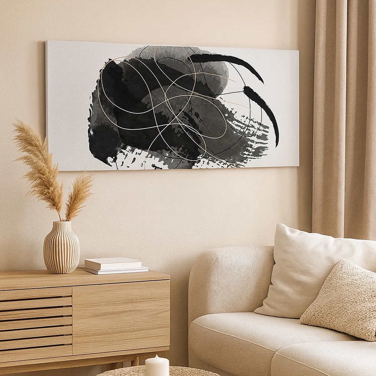 Obraz na plátně - Upletené z černé - 30x30 cm